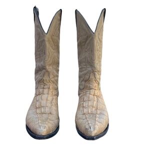 El Dorado Made in Mexico Beige Alligator Boots Men's Cowboy Western. 9.5